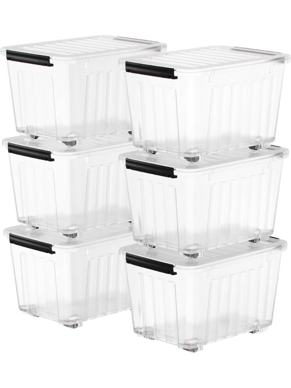 Large Stackable Plastic Storage Bins with Clear Lids & Latching Buckles - 97